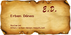 Erben Dénes névjegykártya